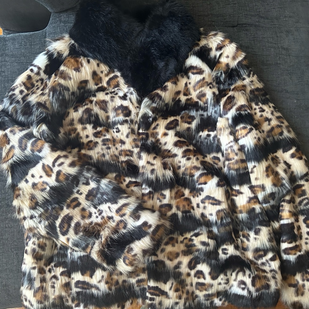 Chic Animal Print Faux Fur Coat